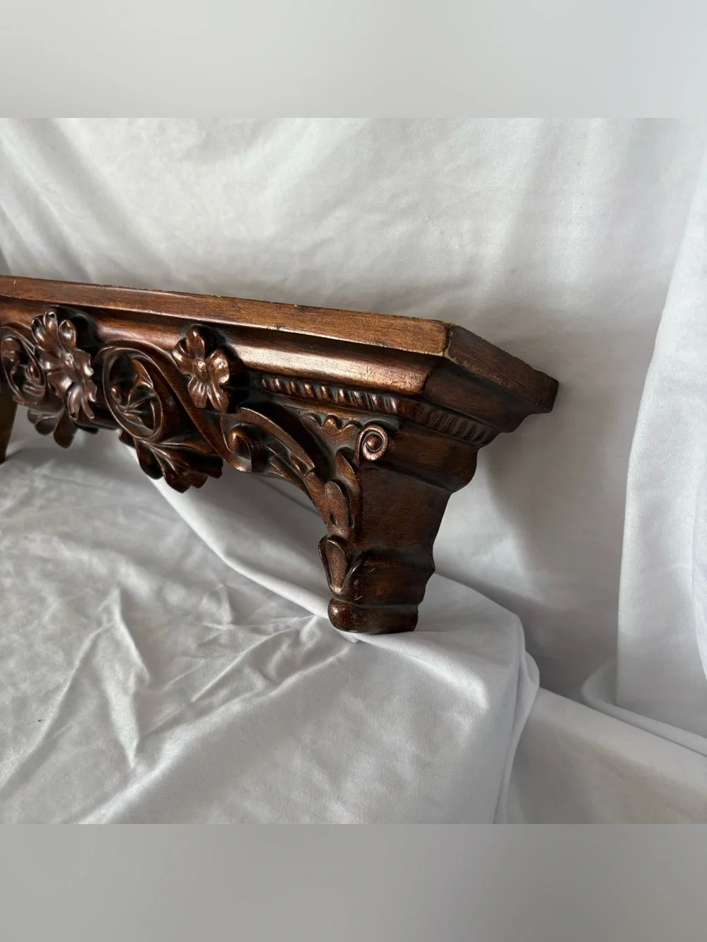 Vintage wooden baroque floral filigree wall shelf home decor large home